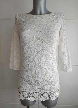 Блуза massimo dutti кольору з красивим мереживом