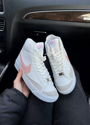 Кроссовки nike blazer mid white pink2 фото