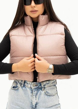 Стильна укороченная жилетка-пуффер 7 цветов  sv 441/ск11