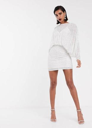 Asos design мини платье обшитое бисером