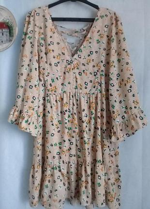 Блуза платье воланы шнуровка р 46