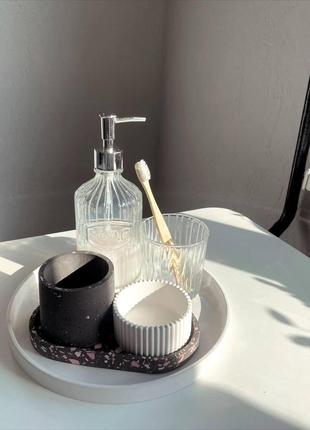 Гипсовый набор для ванной комнаты mix в технике terrazzo ручной работы6 фото