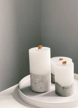 Большой набор парафиновых свечей в бетоне с эфирными аромамаслами 3шт2 фото