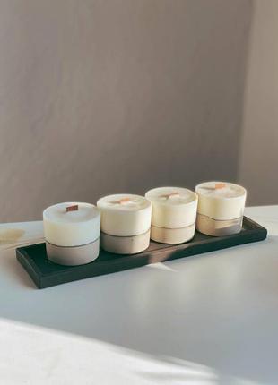 Соєві свічки в бетоні simple з ефірними аромамаслами на бетонній підставці ручної роботи 4шт