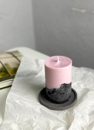 Соевая свеча в бетоне с эфирными аромамаслами с подставкой 7х12см5 фото