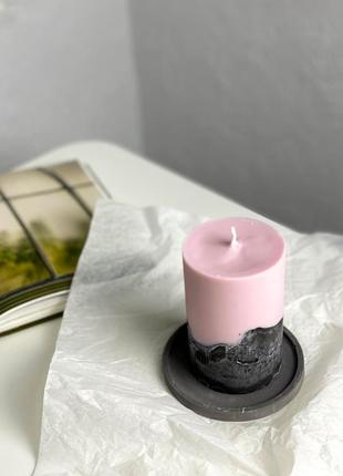 Соевая свеча в бетоне с эфирными аромамаслами с подставкой 7х12см1 фото