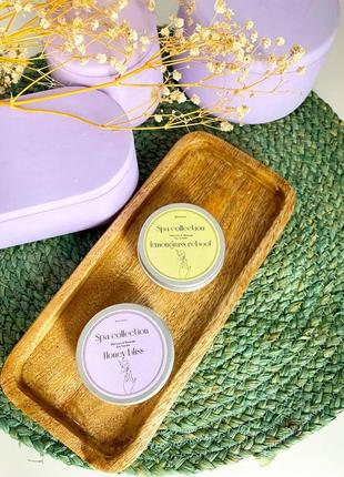 Набор массажных соевых spa-свечей с эфирными аромамаслами honey bliss и lemongrass reboot 2шт, 50мл2 фото