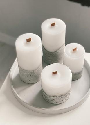 Большой набор парафиновых свечей в бетоне с эфирными аромамаслами 4шт2 фото
