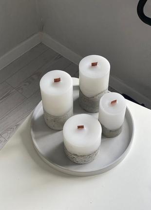 Большой набор парафиновых свечей в бетоне с эфирными аромамаслами 4шт3 фото