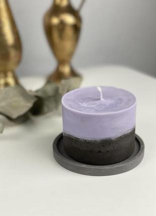 Соєва свічка в бетоні з ефірними аромамаслами з підставкою 8,5х8см