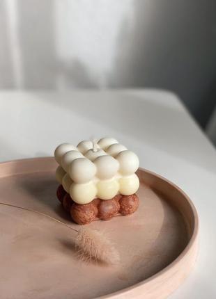 Соєва свічка куб з ефірними аромамаслами 6х6см3 фото