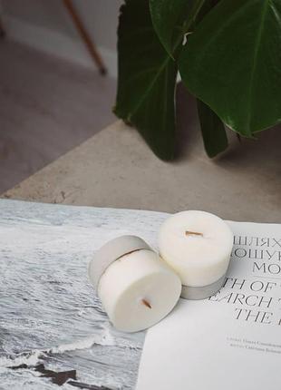Соевые свечи в бетоне simple с эфирными аромамаслами на гипсовом подносе ручной работы 4шт