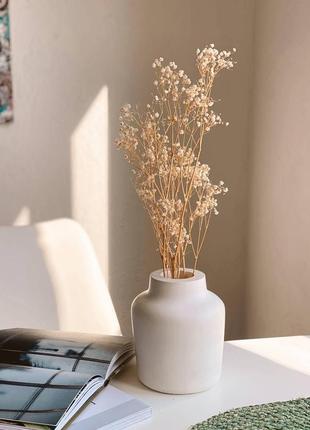 Скульптурна ваза з гіпсу scandi ручної роботи для сухоцвітів 16х12см7 фото