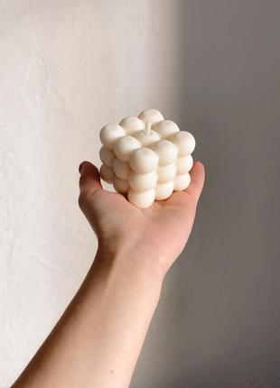 Соєва свічка куб з ефірними аромамаслами 6х6см6 фото