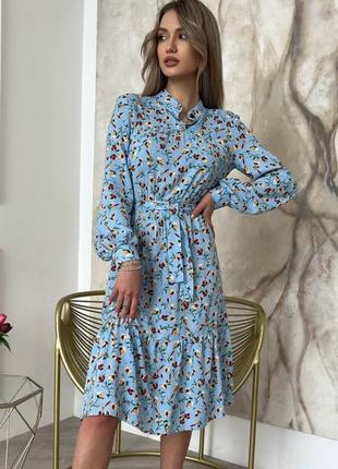 Платье миди с цветами