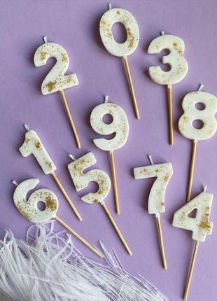 Свічка для святкового торта із соєвого воску, красиві свічки-цифри  з декором 02 фото
