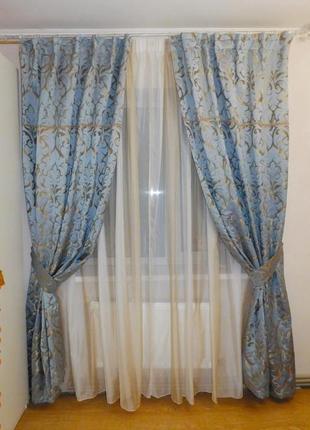 Шторы для спальни, гостиной. голубые шторы art deco