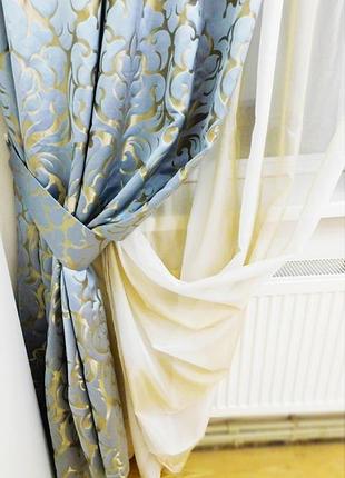Шторы для спальни, гостиной. голубые шторы art deco