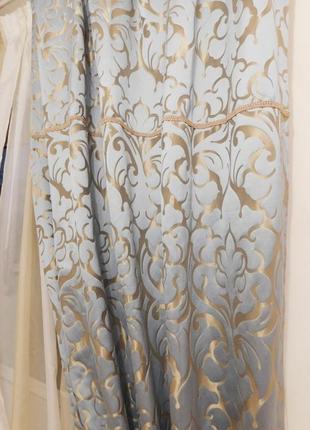 Шторы для спальни, гостиной. голубые шторы art deco