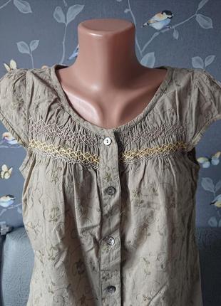 Женская блуза с вышивкой хлопок р.44/46 блузка блузочка футболка2 фото