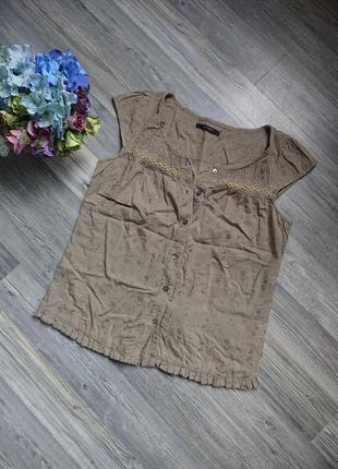 Женская блуза с вышивкой хлопок р.44/46 блузка блузочка футболка9 фото