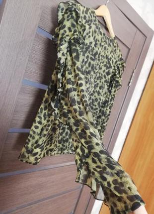 Брендовий шикарна блуза з рюшами анімалістичний принт h&m3 фото