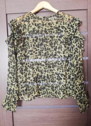 Брендовий шикарна блуза з рюшами анімалістичний принт h&m2 фото