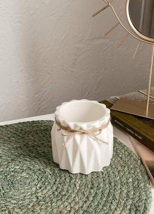 Гипсовый горшок оригами для кактусов и суккулентов, емкость для заливки свечей 10.7х8.6см