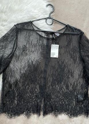 Женская кружевная блуза сеточка топ h&m3 фото
