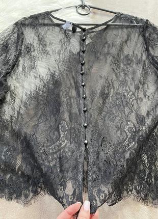 Женская кружевная блуза сеточка топ h&m10 фото