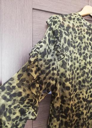 Брендовий шикарна блуза з рюшами анімалістичний принт h&m7 фото