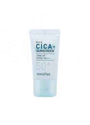 Солнцезащитный крем с центеллой для чувствительной кожи innisfree mild cica-sunscreen tone-up spf50, 20 мл2 фото