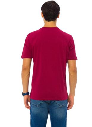 Мужская футболка бордовая lc waikiki / лс вайкики с v-образным вырезом3 фото