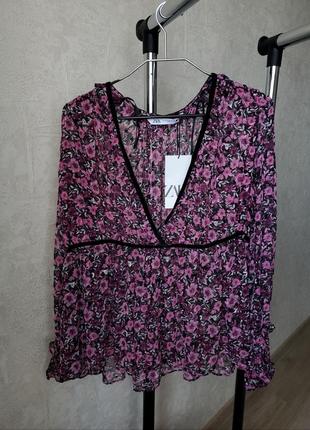 Розпродаж! блуза zara, m, нова, квітковий принт