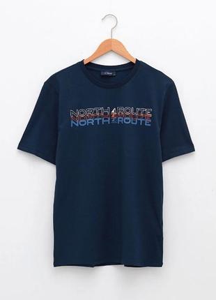 Темно-синяя мужская футболка lc waikiki/лс вайкики north route. фирменная турция4 фото