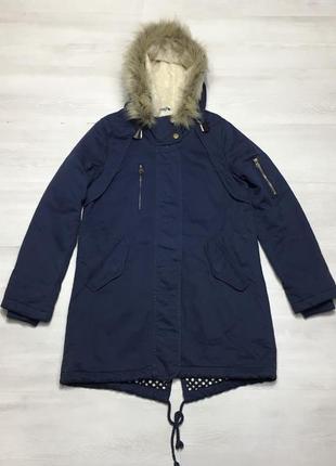 F&amp;f отличная женская демисезонная куртка с капюшоном парка мех мех мех по типу marks &amp; spencer
