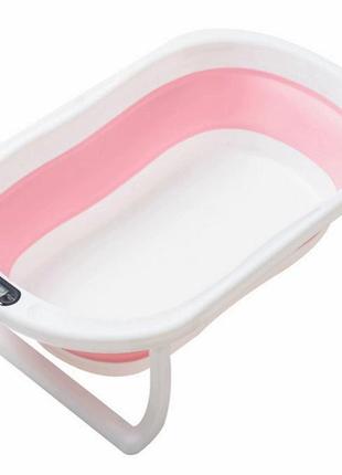 Ванна детская складная с датчиком температуры розовая/белая.ванна для новорожденного1 фото