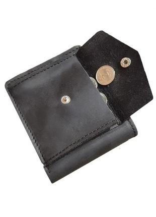 Портмоне чоловіче шкіряне з монетницею шкіряний чоловічий гаманець із натуральної шкіри чорний
