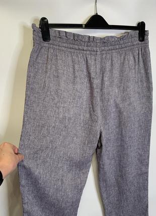 Широкие брюки на резинке из льна4 фото