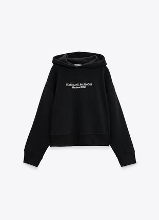 Черный укороченный свитшот zara