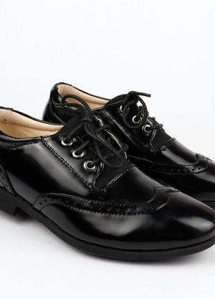Туфли для мальчика черные лаковые тм bi&ki размер 36 - стелька 23,5 см2 фото