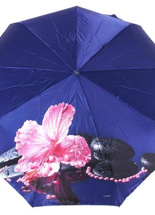 Атласна синя парасолька з квіткою 721/22 фото