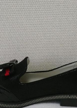 Туфли черные комбинированные для девочек  с бантиком р 363 фото