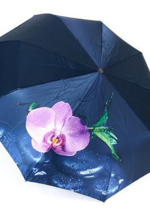 Атласна синя парасолька з квіткою 721/41 фото