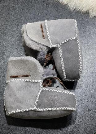 Пінетки черевики дитячі зимові сірі 13,5 см. овчина.3 фото