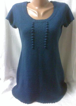 Красивая  теплая кофта синего цвета 48-50 размер