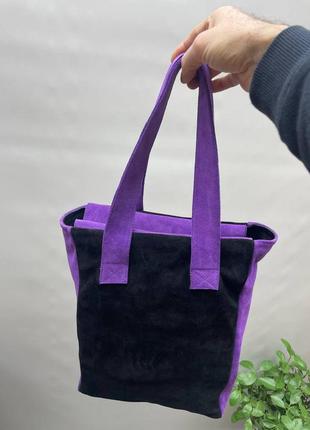 Фиолетовые классические челси из натуральной замши3 фото