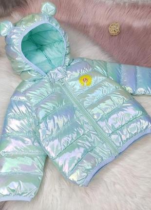 Куртка детская демисезонная с ушками осень-весна 1-4 года хамелеон2 фото