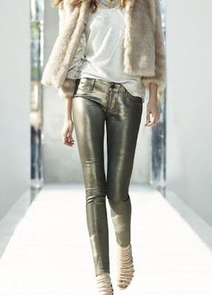 Трендовые брюки, джинсы с эффектом металлик р.38 германия