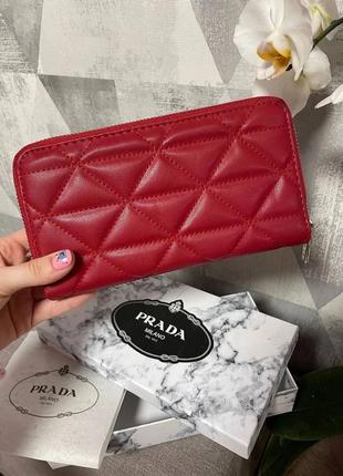 Кошелек из экокожи красный, кошелек, кошелек женский в стиле prada milano прада милано5 фото